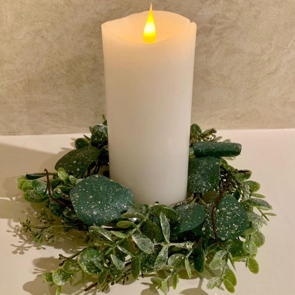 NWT Frosted Holiday Greens Candle Ring - *3 Available*